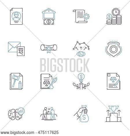 Document Review Line Icons Collection. Evaluation, Audit, Analysis, Inspection, Assessment, Review, 