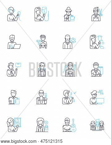 Accounting Management Linear Icons Set. Budgeting, Forecasting, Planning, Analysis, Reporting, Compl