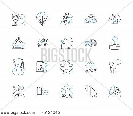 Ball Games Line Icons Collection. Bounce, Dunk, Slam, Score, Pass, Shoot, Hoop Vector And Linear Ill