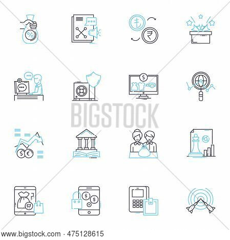 Accounting Planning Linear Icons Set. Budgeting, Forecasting, Analysis, Reporting, Optimization, All