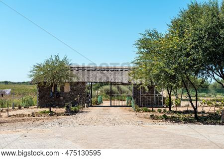 Douglas, South Africa - Mar 1, 2023: Access Gate At Samevloeiing Near Douglas Where The Orange And V