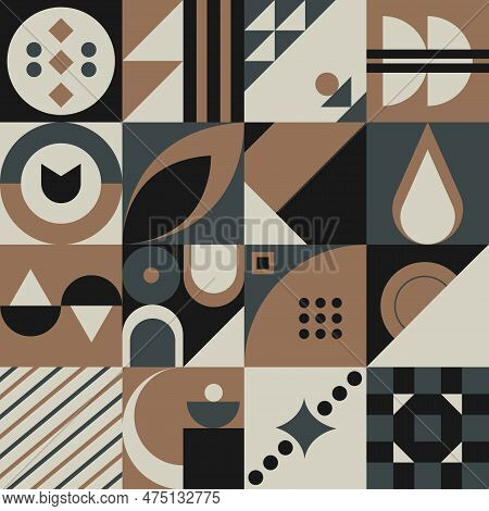 Abstract Geometric Pattern Design In Retro Style.