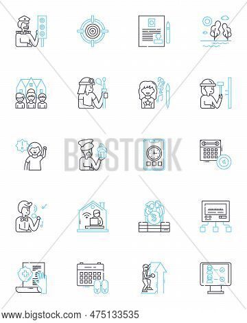 Job Advancement Linear Icons Set. Promotion, Progression, Advancement, Development, Growth, Success,