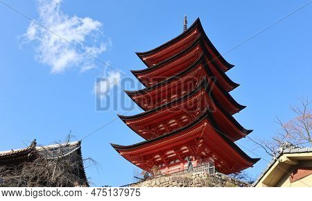Itsukushima Shrine Tower In Miyajima Island, Hiroshima, Japan