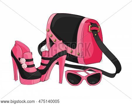 Fashion Accessory Composition With Isolated Image Of Luxury Female Goods On Blank Background Vector 
