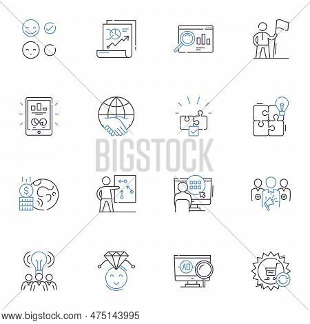 Goal Line Icons Collection. Ambition, Aspiration, Objective, Aim, Pursuit, Intention, Target Vector 