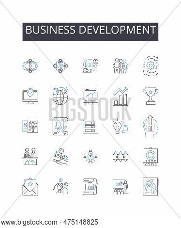 Business Development Line Icons Collection. Marketing Strategy, Product Management, Human Resources,
