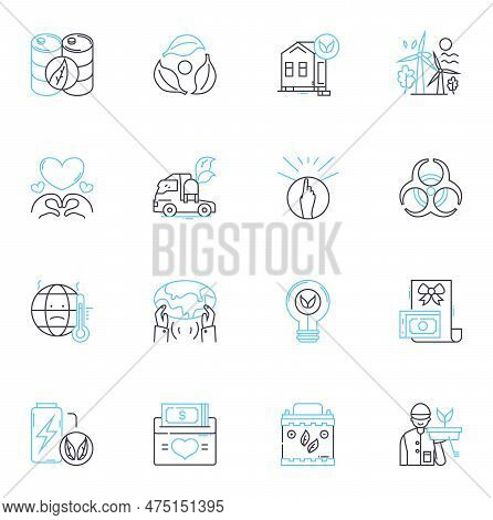 Ecological Stewardship Linear Icons Set. Conservation, Restoration, Sustainability, Ecology, Communi