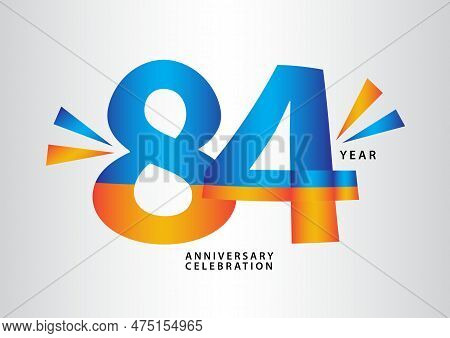 84 Year Anniversary Celebration Logotype Vector, 84 Number Design, 84th Birthday Invitation, Anniver