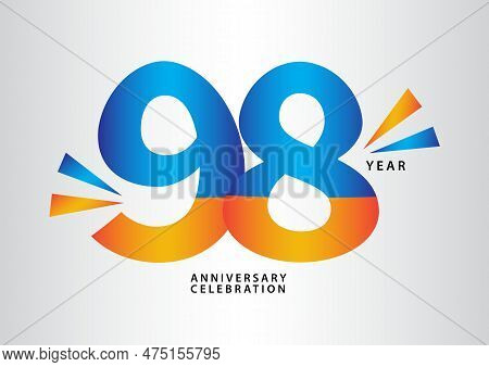 98 Year Anniversary Celebration Logotype Vector, 98 Number Design, 98th Birthday Invitation, Anniver