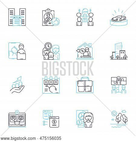 Position Linear Icons Set. Leadership, Management, Innovation, Communication, Collaboration, Adaptab