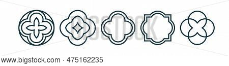 Quatrefoil Symbol Set. Quatrefoil Geometric Shape. Vector