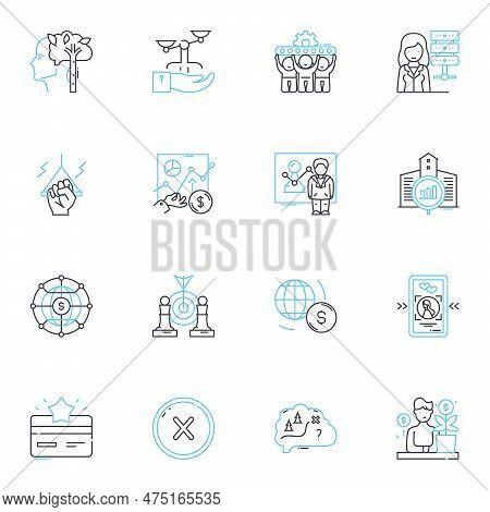 Coordinated Enterprise Linear Icons Set. Collaboration, Integration, Synergy, Communication, Strateg