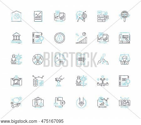 Corporate Audit Linear Icons Set. Compliance, Risk, Analysis, Evaluation, Review, Assessment, Assura