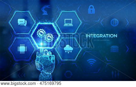 Integration Data System. System Integration Technology Concept. Industrial And Smart Technology. Bus