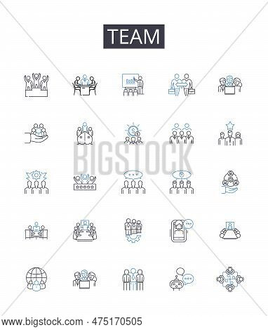 Team Line Icons Collection. Squad, Group, Gang, Unit, Troop, Company, Posse Vector And Linear Illust