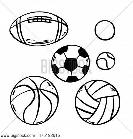 Sport Balls On White Background. Vector Illustration.