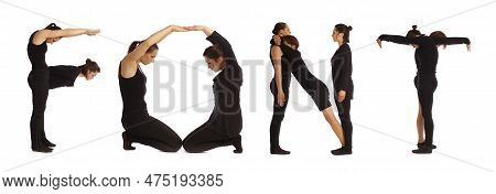 Black Dressed People Forming Font Word Over White