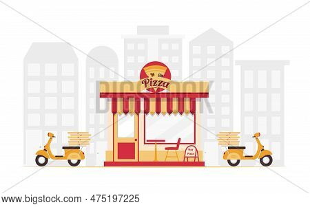 Food Online Order Smartphone. Pizza Delivery. Food Delivery Concept.
