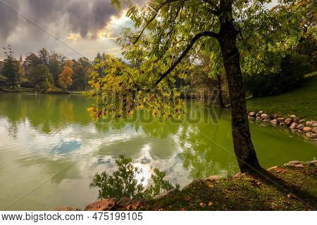 Autumn Park In The Town Cesis, Latvia