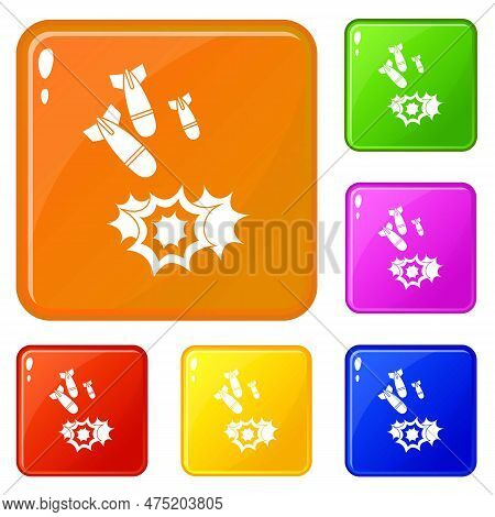 Bomb Icons Set Collection 6 Color Isolated On White Background