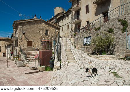 Polino, Italy - April 22, 2023: View Of The Medieval Center Of Polino Little Town In Umbria, Italy
