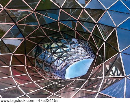 Frankfurt, Germany - January 29, 2023: Architectural Detail Of A Modern Commercial Building In Frank