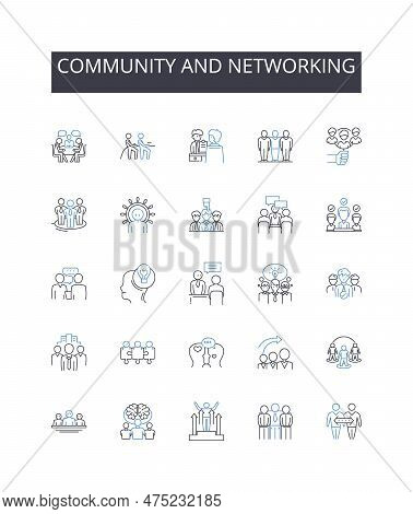 Community And Networking Line Icons Collection. Society, Group, Association, Neighborhood, Tribe, Fa