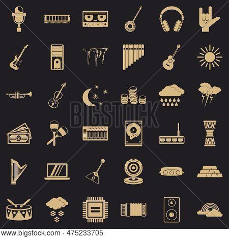 Resound Icons Set. Simple Set Of 36 Resound Icons For Web For Any Design