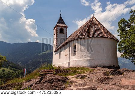 The Little Church St. Hippolyt Located Near Tisens, South Tyrol
