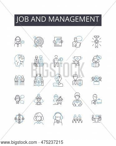 Job And Management Line Icons Collection. Business And Leadership, Work And Oversight, Career And Co