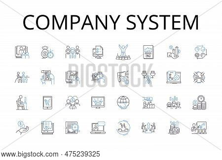 Company System Line Icons Collection. Business Structure, Corporation Framework, Enterprise Platform
