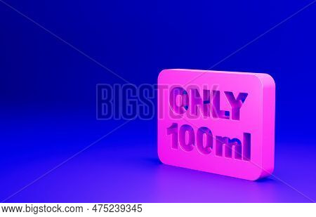 Pink Liquids In Carry-on Baggage Icon Isolated On Blue Background. Airport Rules. Minimalism Concept