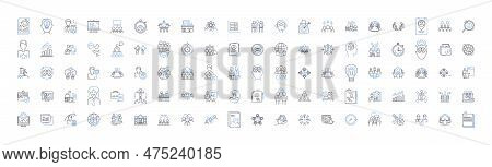 Teamwork Collaboration Line Icons Collection. Synergy, Partnership, Unity, Trust, Cohesion, Cooperat