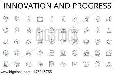 Innovation And Progress Line Icons Collection. Responsive, Trusrthy, Supportive, Professional, Innov
