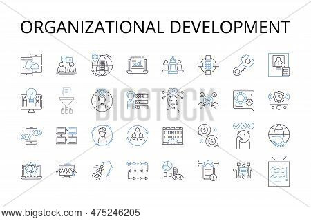 Organizational Development Line Icons Collection. Business Strategy, Project Management, Product Dev