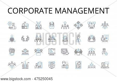 Corporate Management Line Icons Collection. Executive Leadership, Business Administration, Company G