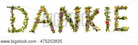 Colorful Flowers Building Word Dankie, Isolated Background