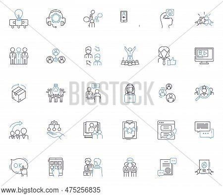 Patron Service Line Icons Collection. Hospitality, Assistance, Support, Attention, Care, Solicitude,