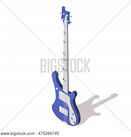 Music Instrument Electric Guitar Isolated On White Background. Isometric 3d Element In Vector Design