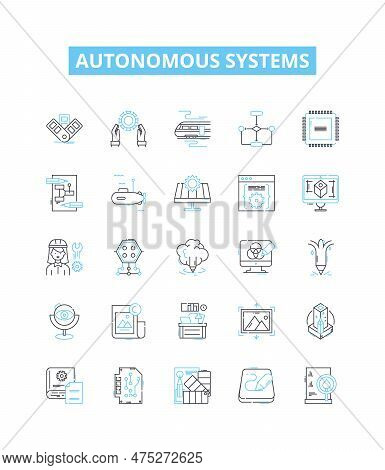 Autonomous Systems Vector Line Icons Set. Autonomous, Systems, Robotics, Ai, Unmanned, Learning, Int