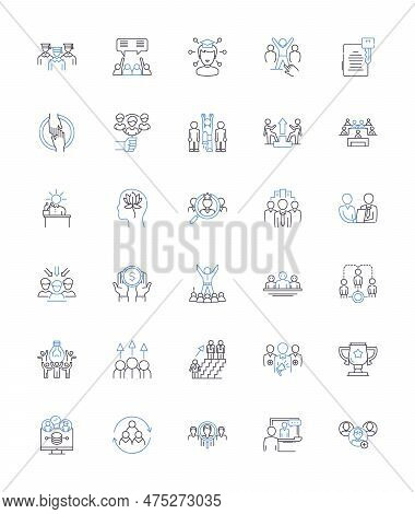 Staffing Solutions Line Icons Collection. Recruitment, Sourcing, Placement, Employment, Onboarding, 
