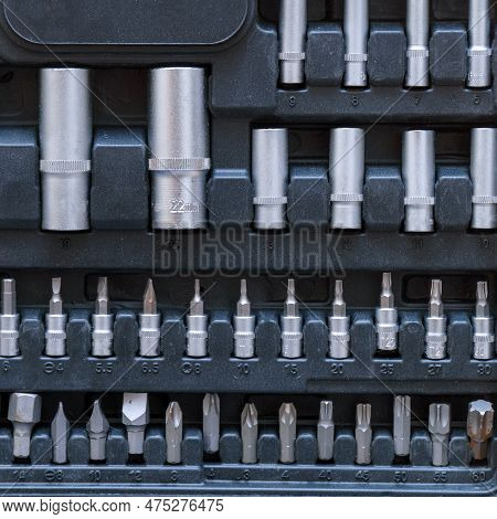 A Set Of Torx Tools, Socket Wrenches, Screwdrivers And Other Tools. A Tool For Car Repair. Selective