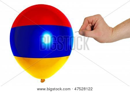 Ermenistan Ulusal bayrağı renkli balon patlama