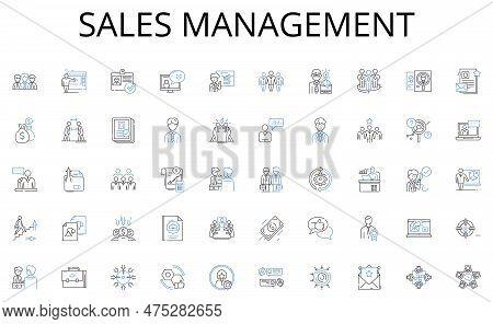 Sales Management Line Icons Collection. Furniture, Dinner, Work, Coffee, Desk, Surface, Picnic Vecto