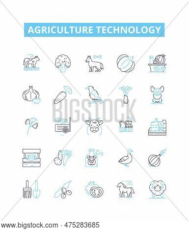 Agriculture Technology Vector Line Icons Set. Technology, Agriculture, Farming, Irrigation, Crop, Pr