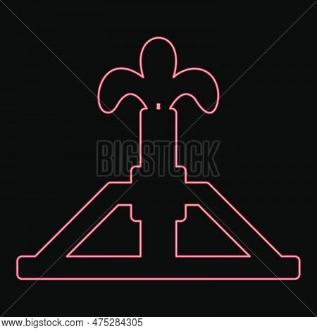 Neon Oil Derrick Rig Gusher Red Color Vector Illustration Image Flat Style Light