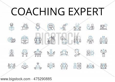 Coaching Expert Line Icons Collection. Strategic Thinker, Leadership Guru, Motivational Speaker, Goa
