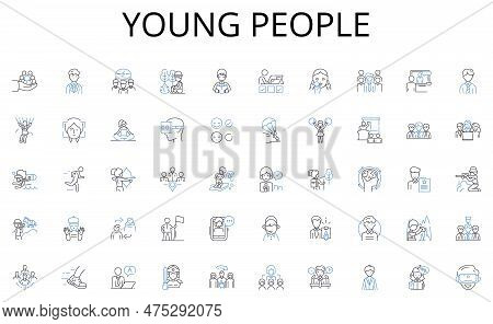Young People Line Icons Collection. Fresh, Organic, Produce, Convenience, Quality, Selection, Afford