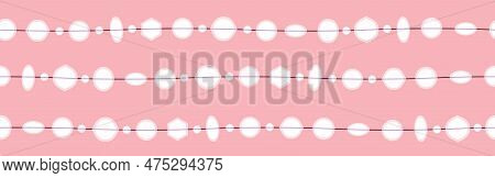 Strings Of Simple Beads Vector Border On Pink
